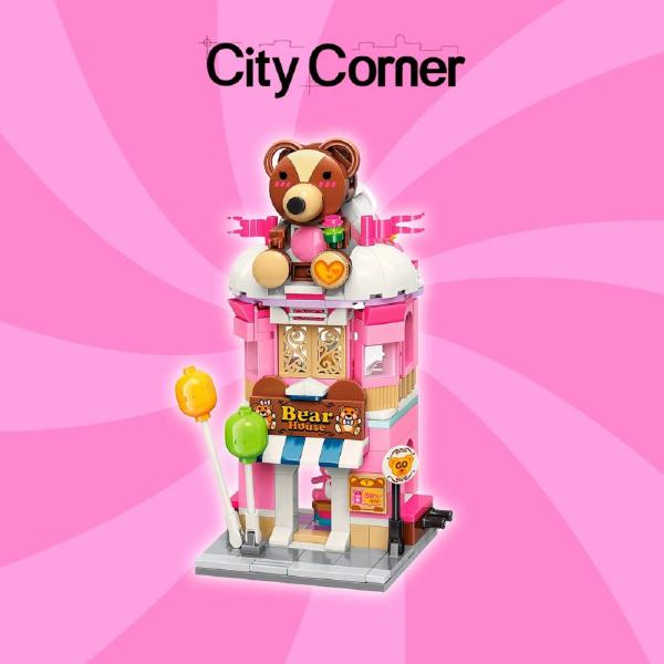 Bloco de montar loja das pelucias city corner - c0109 - 281 peças - KEEPPLEY Imagem de Bloco de montar loja das pelucias city corner - c0109 - 281 peças