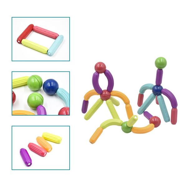 Imagem de Bloco de Montar Magnético Infantil Brinquedo Educativo Kit Criativo Peças Grandes Encaixe Imã 64 ou 120 Peças com Bolsa de Armazenamento