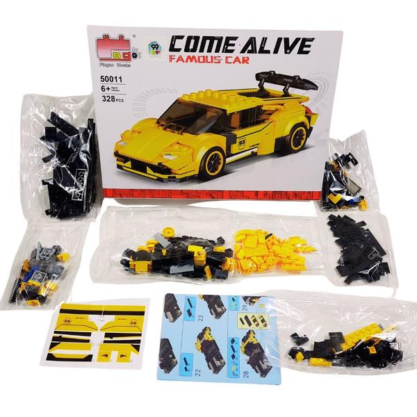 Bloco de Montar Serie Carrinho Famous Car 328 Peças - Pingão Blocks Imagem de Bloco de Montar Serie Carrinho Famous Car 328 Peças