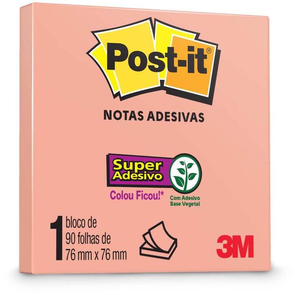 Imagem de Bloco de Notas Autoadesivo Post-it c/ 90 Folhas 76x76mm 3M  Lembretes  Anotações  Reposicionável  Autocolante