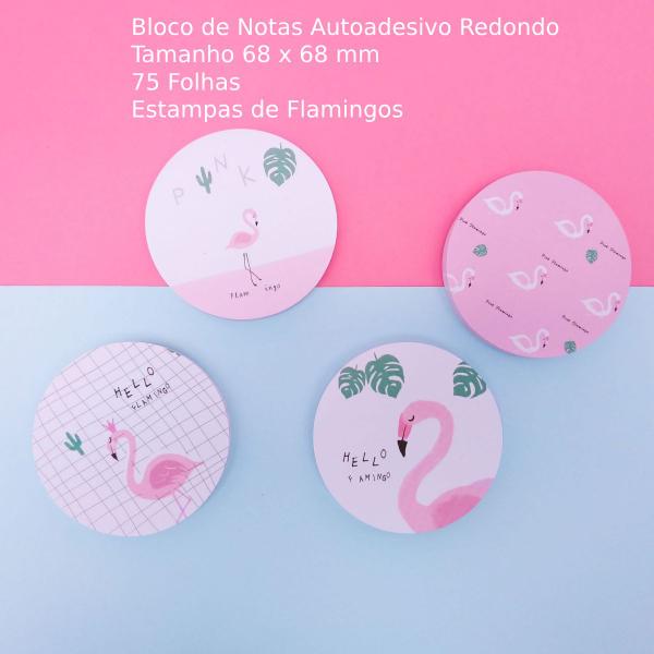 Imagem de Bloco De Notas Autoadesivo Post-it Redondo Flamingos 75 Fls