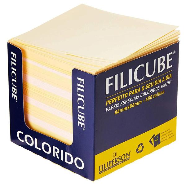 Imagem de Bloco de Papéis Especiais para Lembrete Filicube 86x86 mm 650 Folhas 90g/m² FILIPERSON