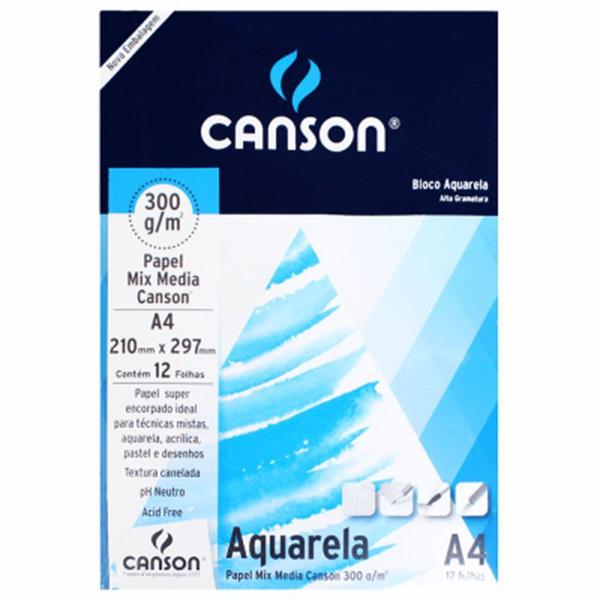 Imagem de Bloco De Papel Canson Aquarela - 300g - A4 - 12 Folhas