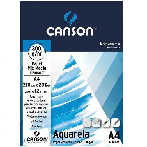 Imagem de Bloco de Papel Canson Aquarela A4 300g 12 Folhas