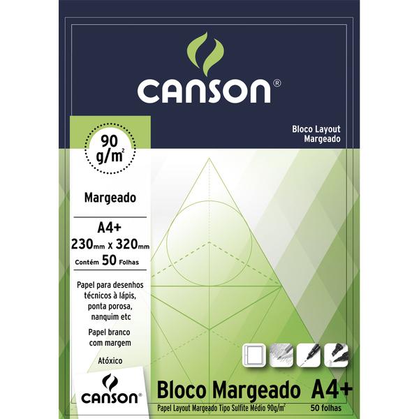 Imagem de Bloco de Papel Canson Layout Margeado 90g A4+ - 50 Folhas