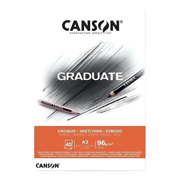 Imagem de Bloco de Papel Graduate Croquis A3 Canson 96g 40 Folhas