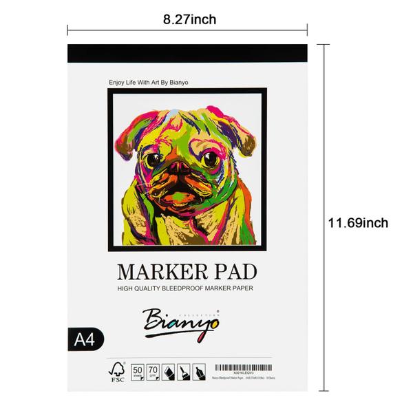 Imagem de Bloco de papel marcador Bianyo Bleedproof A4 70gsm 50 folhas x 2