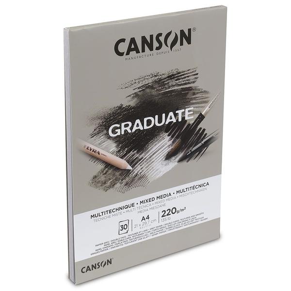 Imagem de Bloco de Papel Multitécnica Graduate Canson Cinza 21 x 29,7 cm 220g 30 Folhas  C400110371