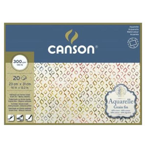 Imagem de Bloco de Papel para Aquarela Aquarelle Canson Grão Fino 300g 31 X 41cm 20 Folhas - C400106440