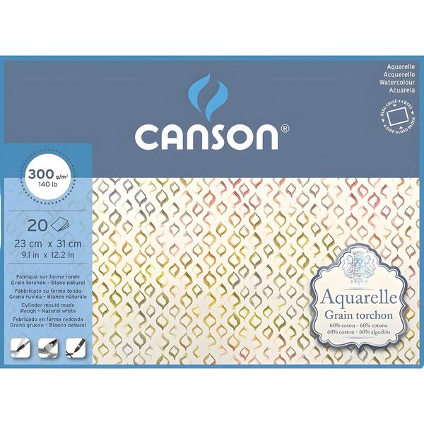 Imagem de Bloco de Papel para Aquarela Canson Grão Rugoso 300g 23x31cm 20 Folhas