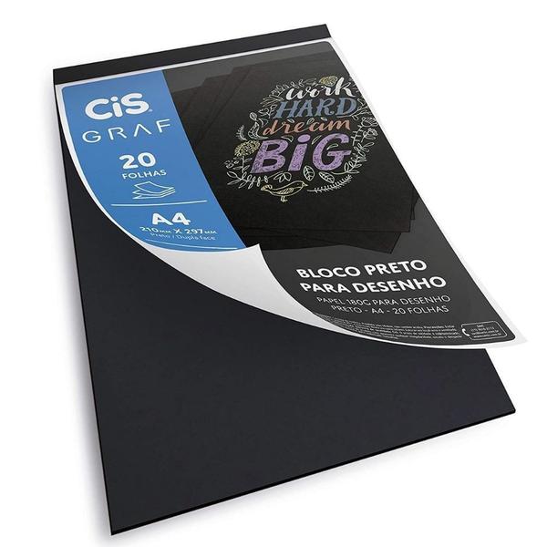 Imagem de Bloco de Papel Preto Cis A4 20 Folhas 180gr