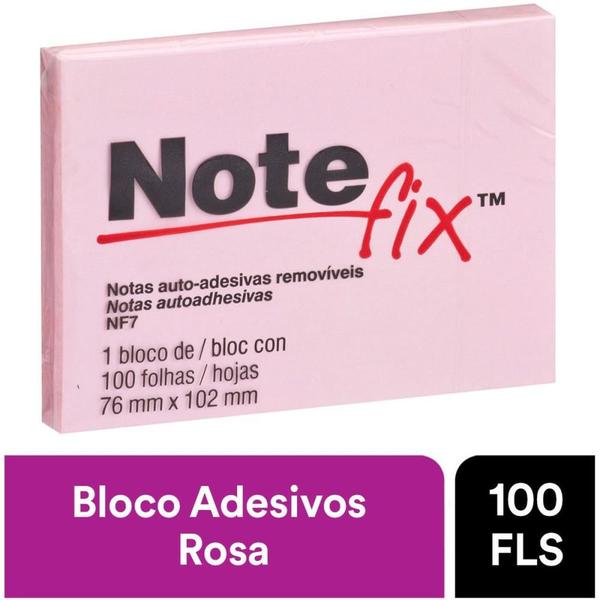 Imagem de Bloco de Recado Autoadesivo Notefix 100F.76MMX102MM Rosa