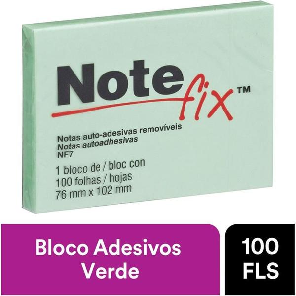 Imagem de Bloco de recado autoadesivo notefix 100f.76mmx102mm verde 3m