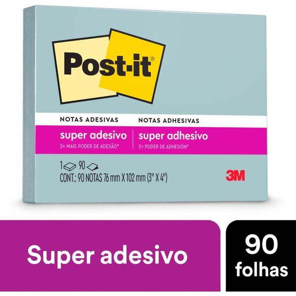 Imagem de Bloco de Recado POST-IT 657 Azul RECL 76X102MM 90 Folhas