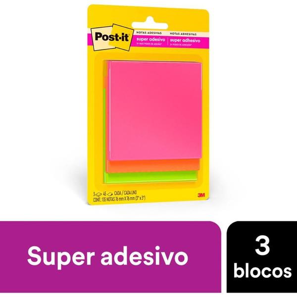 Imagem de Bloco de Recado POST-IT 76X76MM Misto - Pacote com 3 Blocos