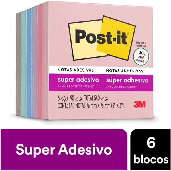 Imagem de Bloco de Recado POST-IT Colecao P/VIAJAR 76X76MM 6BLOC