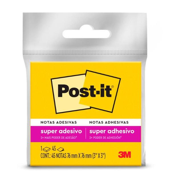 Imagem de Bloco de Recado POST-IT Super Adesivo 76X76MM Amarelo Neon - 45 Folhas