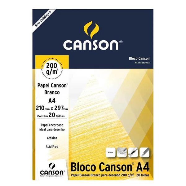 Imagem de Bloco Des. Branco 200gr 7045 A4 210x297mm Canson