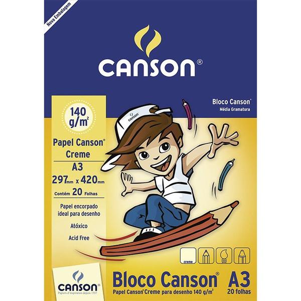 Imagem de Bloco Desenho A3 140g 20fls Creme Canson