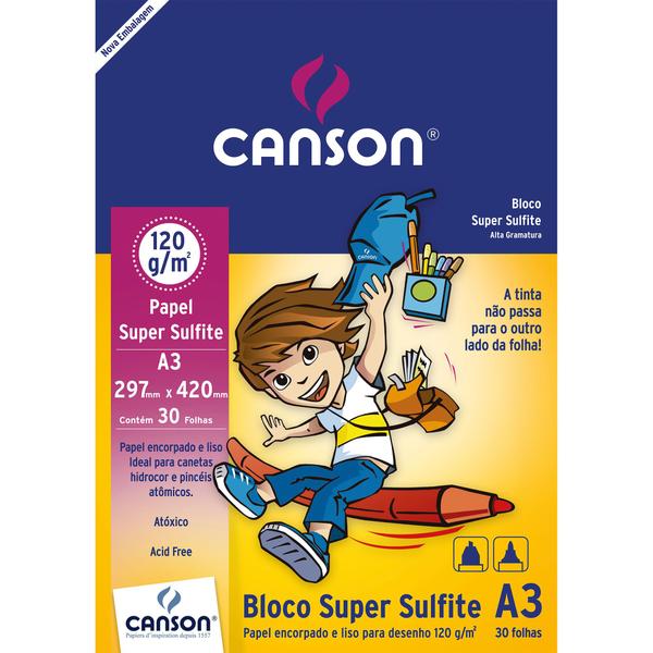 Imagem de Bloco Desenho A3 Canson 120g Super Sulfite 30 Folhas