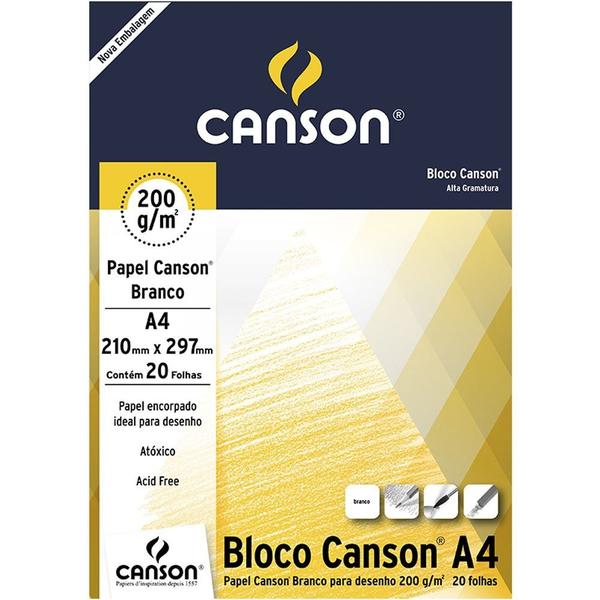 Imagem de Bloco Desenho Branco Canson A4 200g 20 Fls 66667045