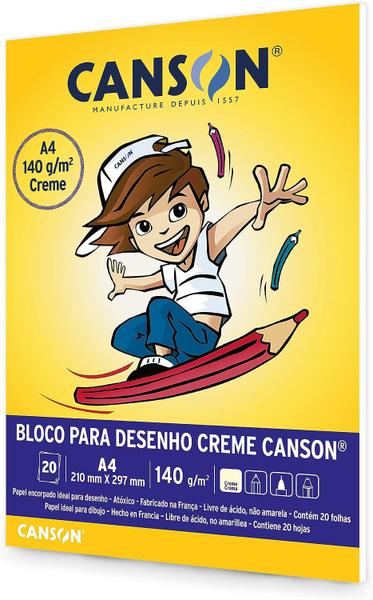 Imagem de Bloco Desenho Creme Canson 7072 140g/m² A4 com 20 Folhas