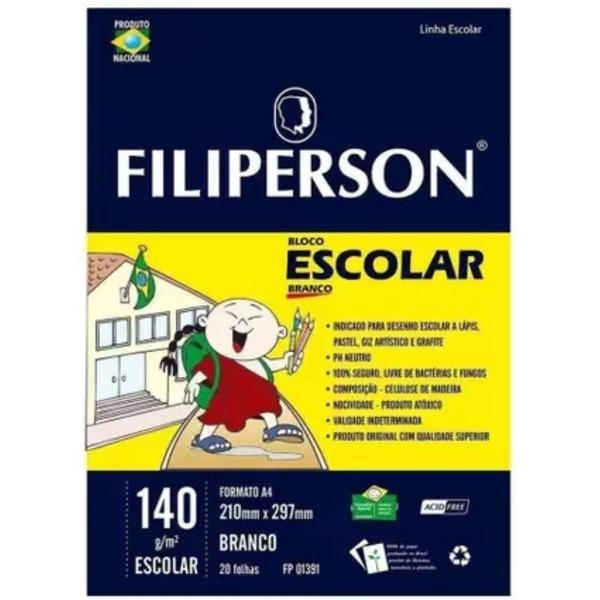 Imagem de Bloco Desenho Escolar A4 20 Folhas 140g Filiperson