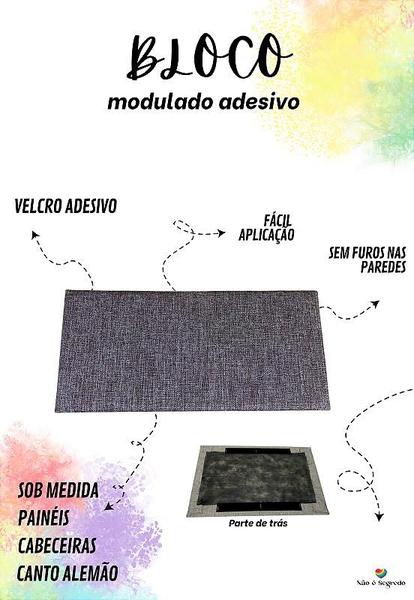 Bloco Estofado Adesivo Não é Segredo Linho Cinza 40L x 30A Imagem de Bloco Estofado Adesivo Não é Segredo Linho Cinza 40L x 30A