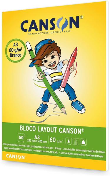 Imagem de Bloco Layout Canson Linha Infantil 7075 63/m² A3 50 Folhas