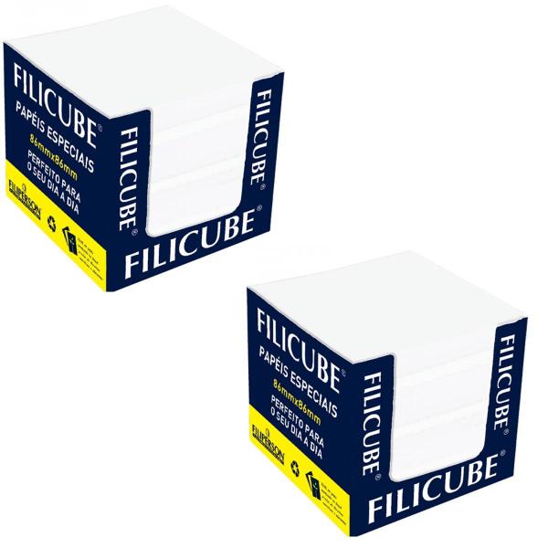 Imagem de Bloco Lembrete Recado Kit 2un Filicube 8x8 Branco Filiperson