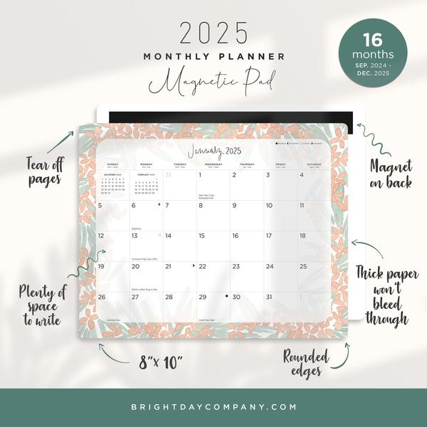 Imagem de Bloco magnético de calendário mensal Bright Day 2025 em aquarela