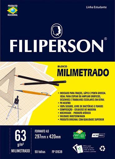 Imagem de Bloco Milimetrado Filiperson A3 63gr 50fl