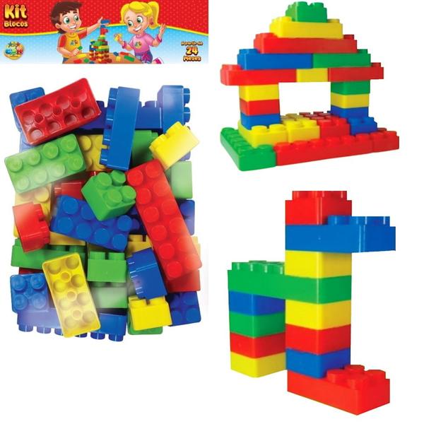 Bloco Monta Monta Kit 48 Peças Grande Brinquedo Infantil - GGB Brinquedos Imagem de Bloco Monta Monta Kit 48 Peças Grande Brinquedo Infantil