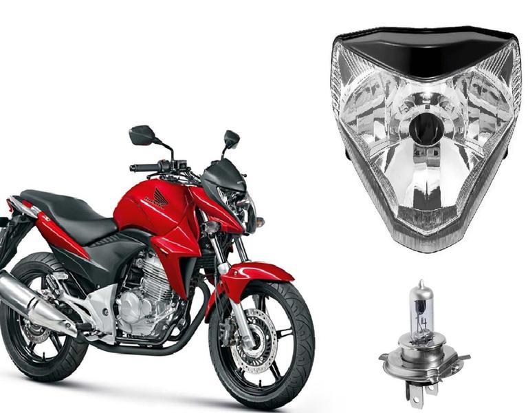 Imagem de Bloco Óptico Cb 300 Cb 300r + Lâmpada Farol Maxx H4 Ano 2009 Até 2015