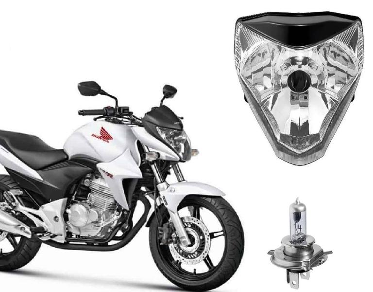 Imagem de Bloco Óptico Cb 300 Cb 300r + Lâmpada Farol Maxx H4 Ano 2009 Até 2015