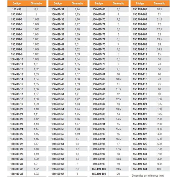 Imagem de Bloco Padrão em Aço (Individual) Classe 0 - Cap. 30mm - Ref. 150.499-112