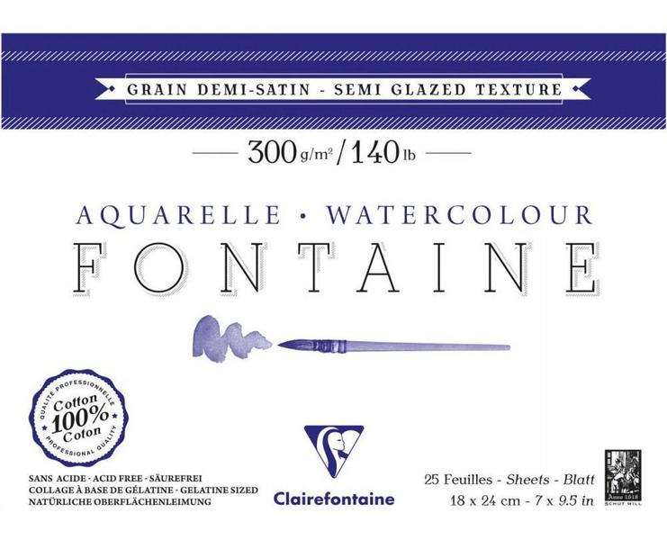 Bloco Papel Aquarela Fontaine Semi Satinado 300g 18x24cm - Clairefontaine Imagem de Bloco Papel Aquarela Fontaine Semi Satinado 300g 18x24cm