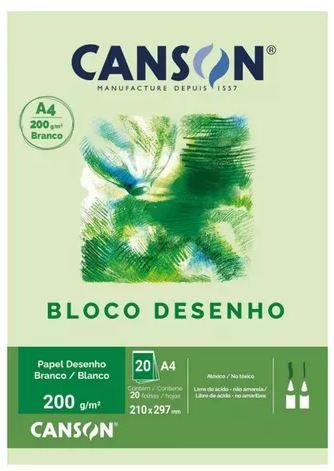 Imagem de Bloco Papel Canson Desenho 200 Branco 200g A4 20 Folhas