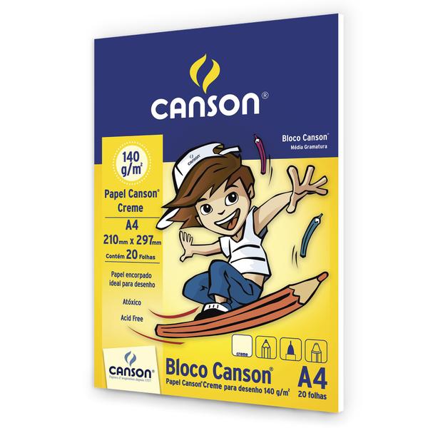 Imagem de Bloco Papel Canson Desenho Creme Infantil 140g A4 20 Folhas