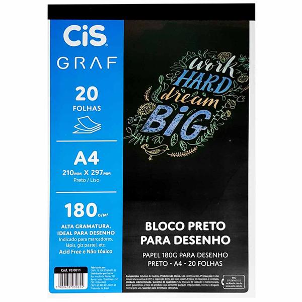 Imagem de Bloco Papel Preto Cis Graf 180g A4 20 Folhas Acid Free