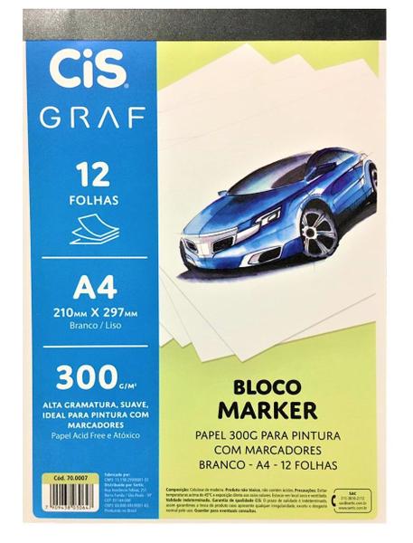 Imagem de Bloco Para Desenho Cis Graf Marker A4 300gr 12 Folhas