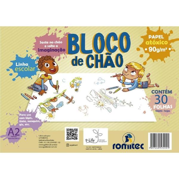 Imagem de Bloco para educacao artistica caderno desenho de chao a2 30f romitec