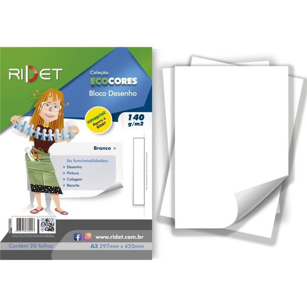 Imagem de Bloco para Educação Artística Desenho Branco A3 140G - 20 Folhas