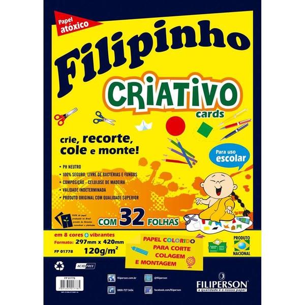 Imagem de Bloco para educacao artistica filipin.criat.8cor.a3.120g.32f filiperson