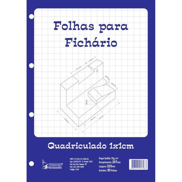 Imagem de Bloco para Fichário Universitário Quadriculado Branco 1X1CM 50 Folhas - Pacote com 5 Unidades