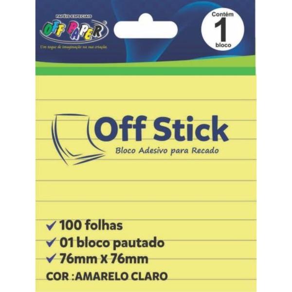 Imagem de Bloco Pautado Com 100 Post It Amarelo Claro Notas 76x76 mm