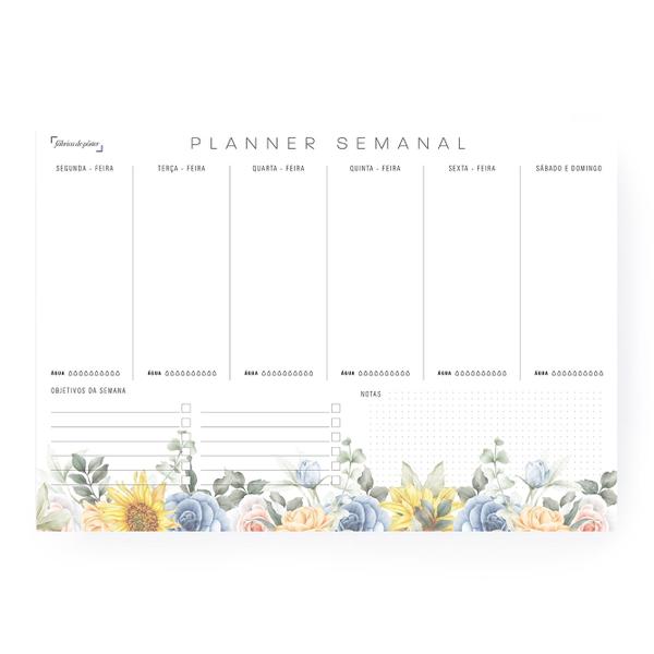 Imagem de Bloco Planner Semanal Floral 50 folhas tamanho A4