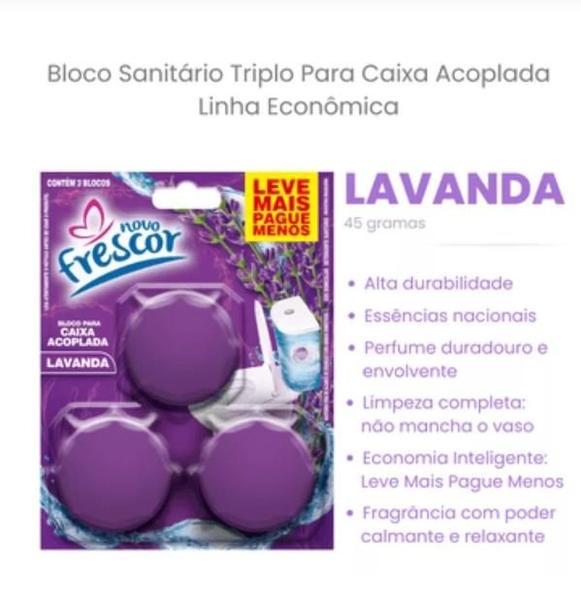 Imagem de Bloco Sanitário Triplo para Caixa Acoplada Novo Frescor C/ 03 blocos