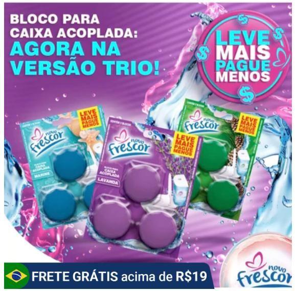 Imagem de Bloco Sanitário Triplo para Caixa Acoplada Novo Frescor C/ 03 blocos