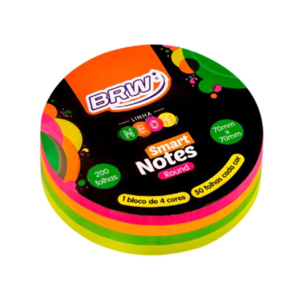 Imagem de Bloco Smart Notes Round 70x70 Colorido Neon 200 folhas BRW